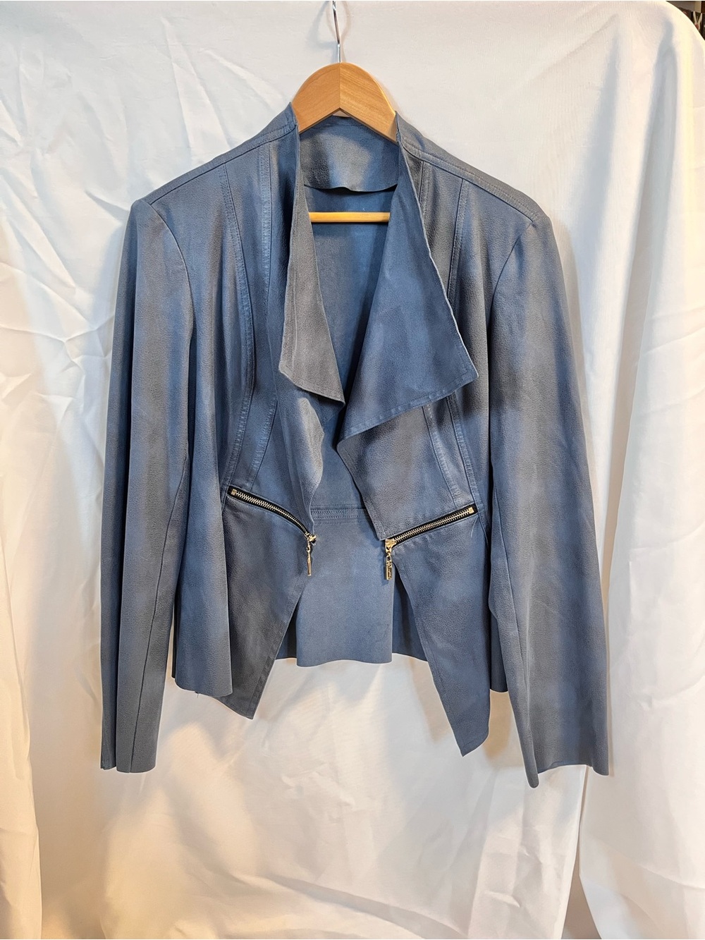Women's Blue Draped suedine - Jacket